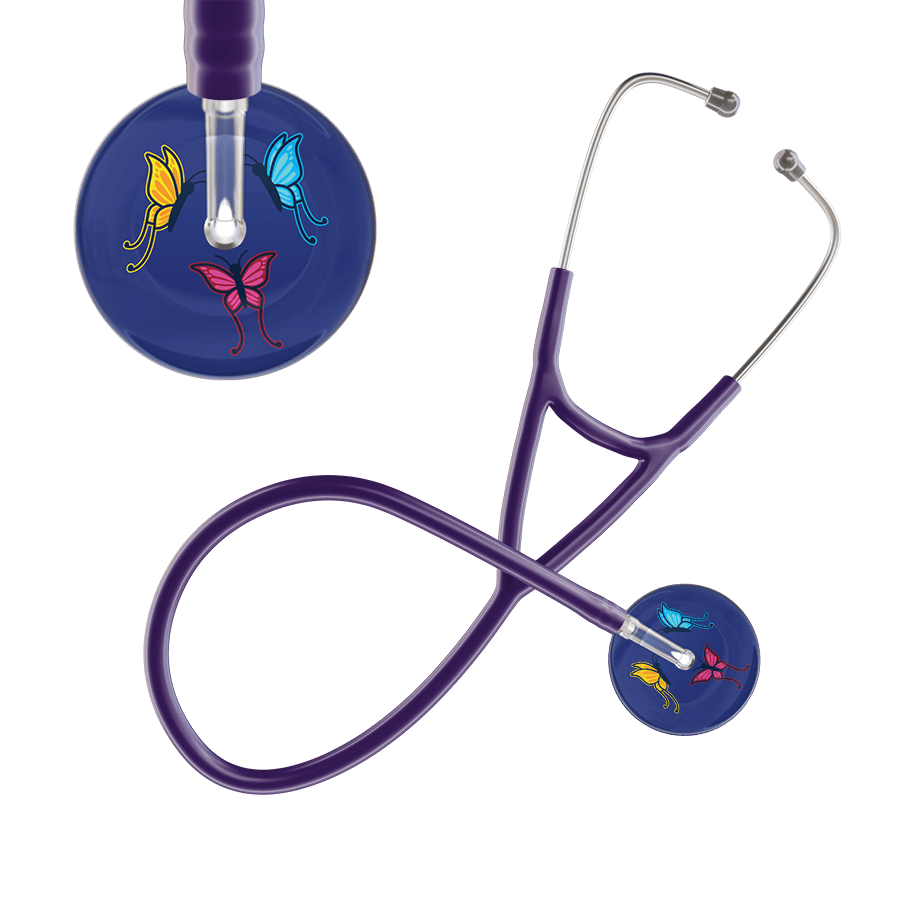 Ultrascope Single Stethoscope Royal Blue Butterflies / Adult / Purple Dark Butterflies Cardiology Stethoscope