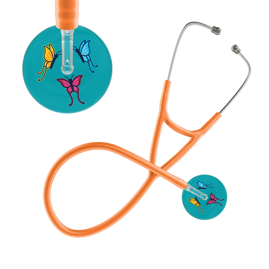Ultrascope Single Stethoscope Teal Butterflies / Adult / Orange Dark Butterflies Cardiology Stethoscope