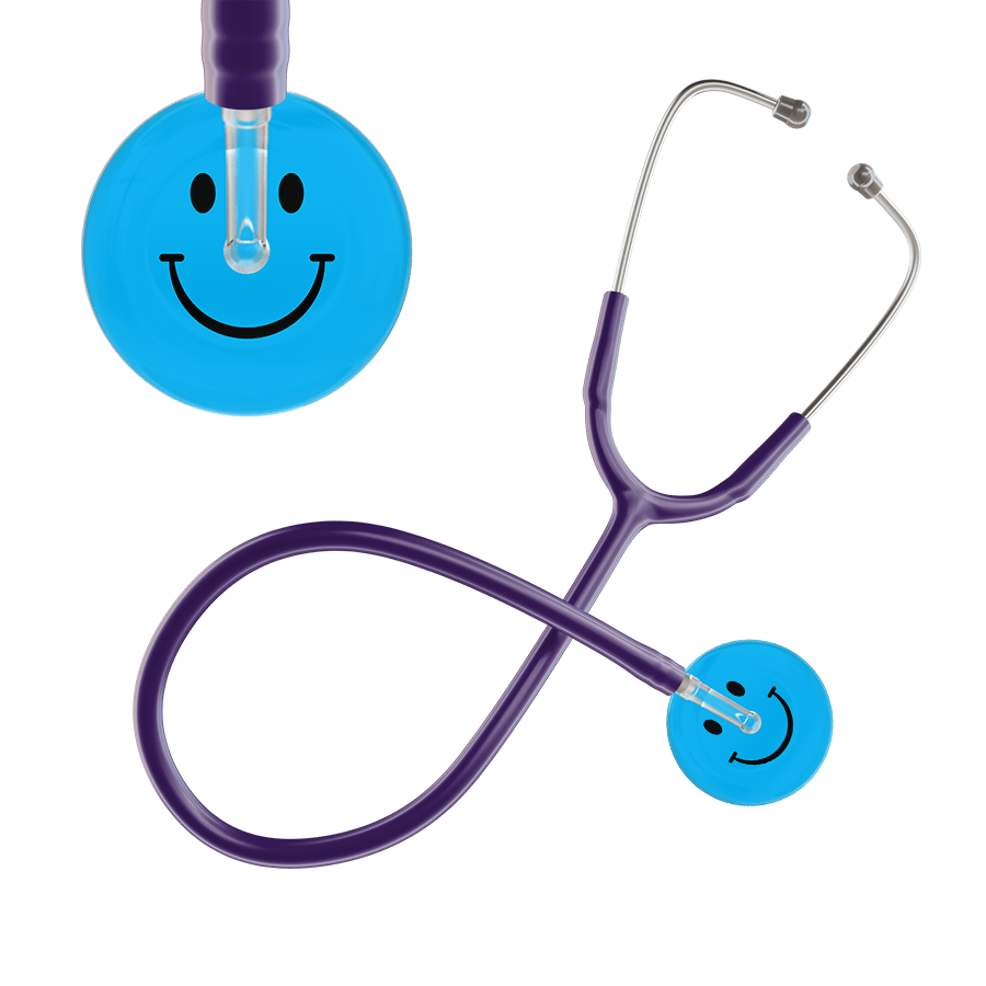 Ultrascope Single Stethoscope Smiley Face Cyan (CY) / Adult / Purple Smiley Face Stethoscope