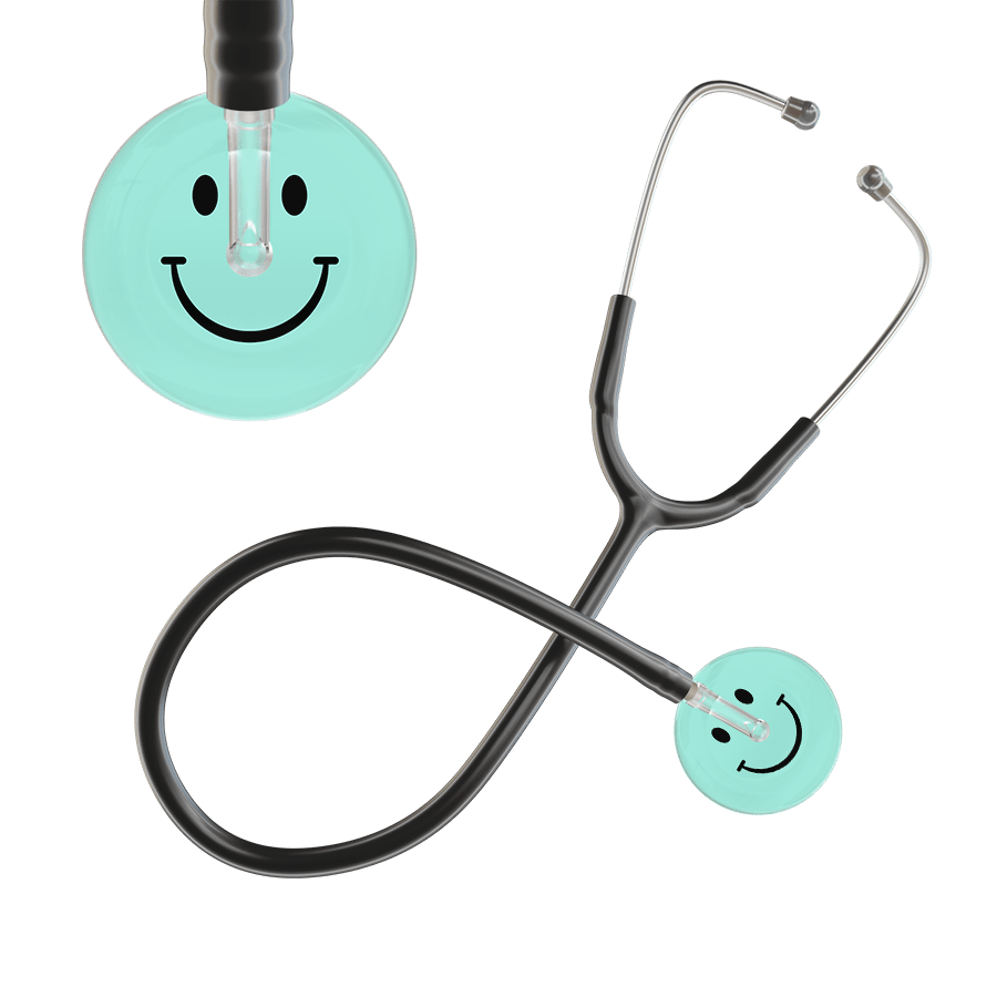 Ultrascope Single Stethoscope Smiley Face Robin's Egg (EB) / Adult / Black Smiley Face Stethoscope