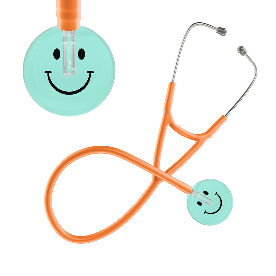 Ultrascope Single Stethoscope Smiley Face Robin's Egg (EB) / Adult / Orange Smiley Face Cardiology Stethoscope