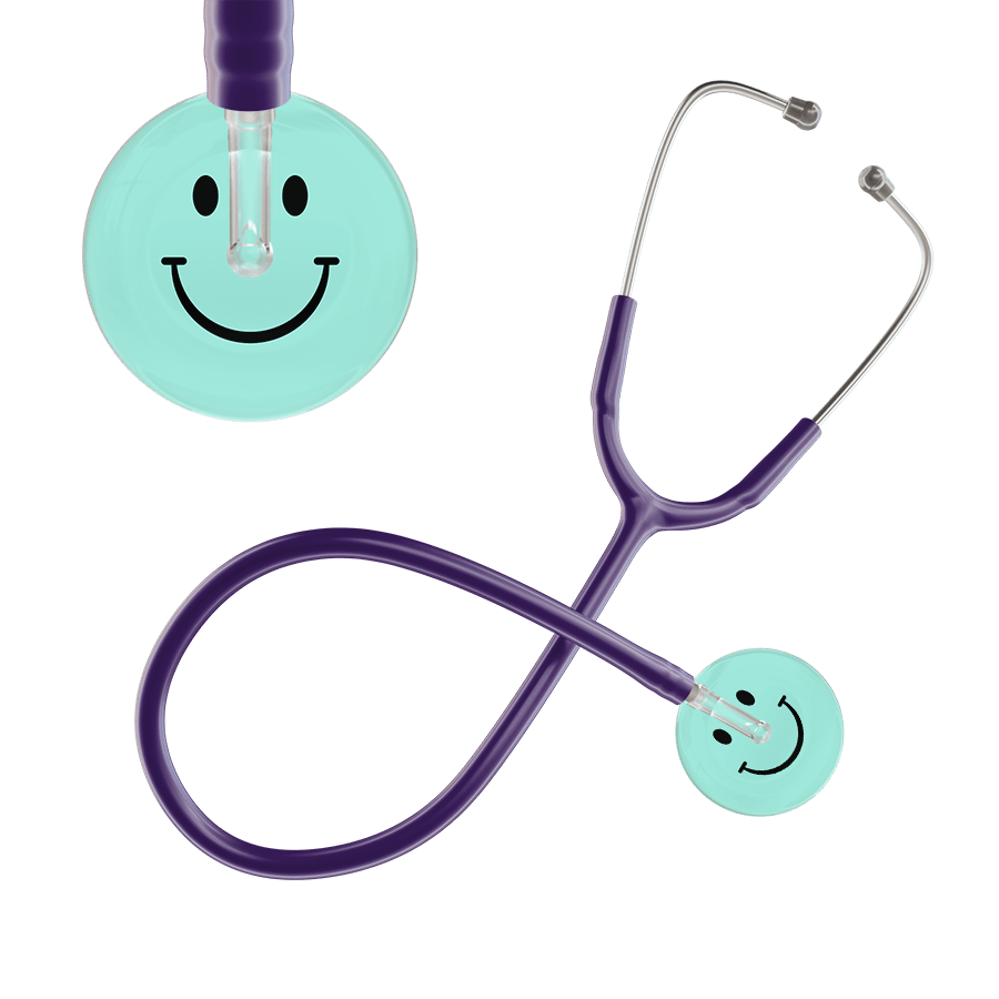 Ultrascope Single Stethoscope Smiley Face Robin's Egg (EB) / Adult / Purple Smiley Face Stethoscope