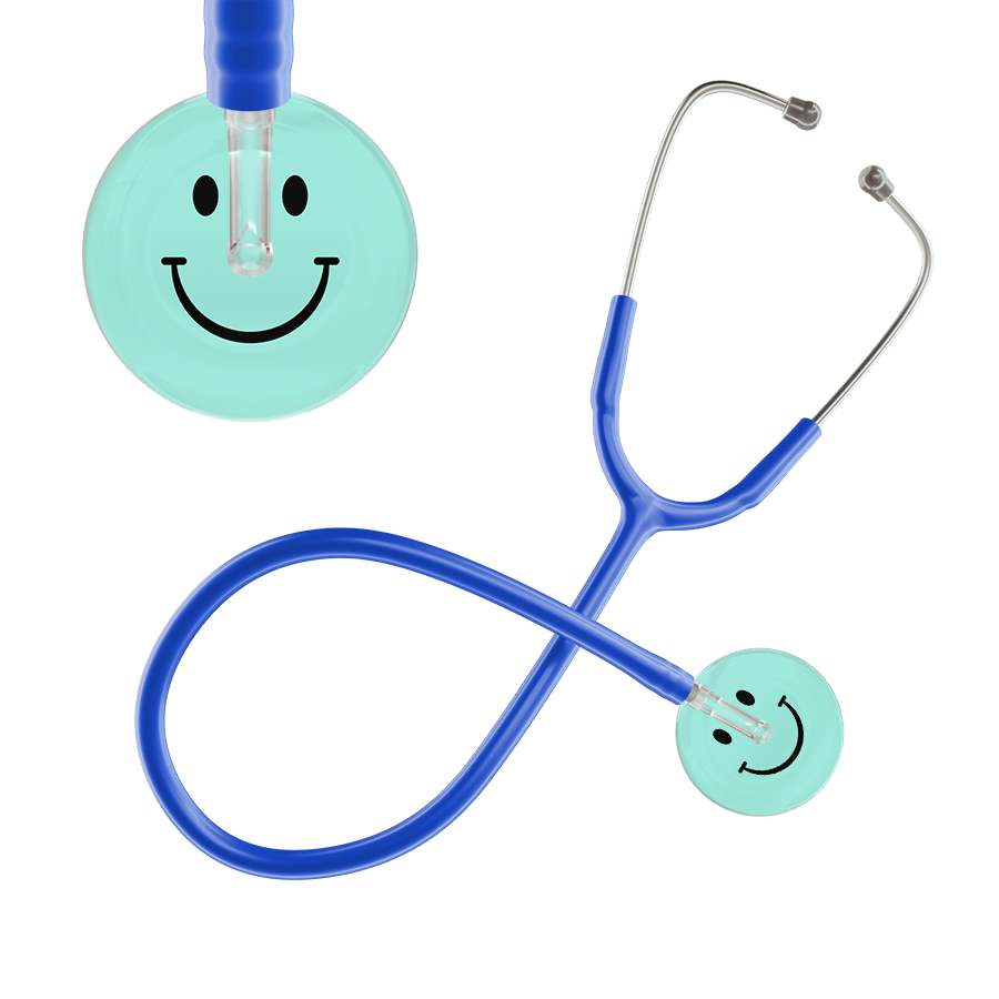 Ultrascope Single Stethoscope Smiley Face Robin's Egg (EB) / Adult / Royal Blue Smiley Face Stethoscope