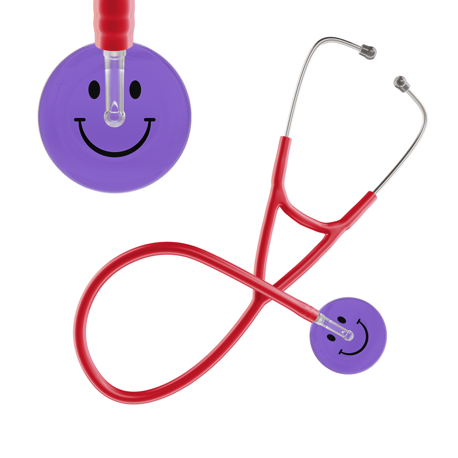 Ultrascope Single Stethoscope Smiley Face Lavender (LA) / Adult / Red Smiley Face Cardiology Stethoscope