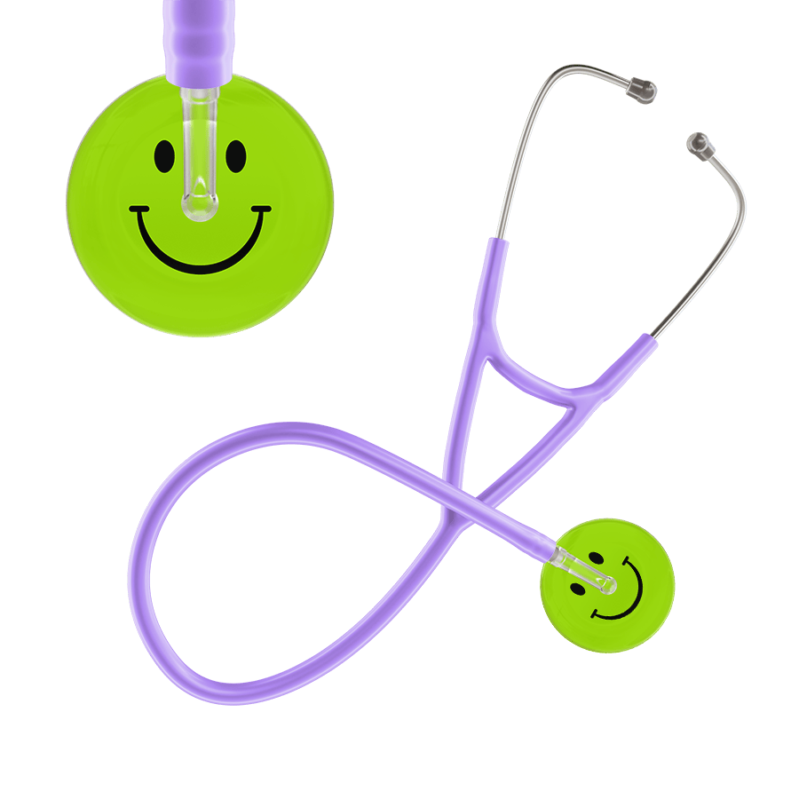 Ultrascope Single Stethoscope Smiley Face Lime Green (LG) / Adult / Lavender Smiley Face Cardiology Stethoscope