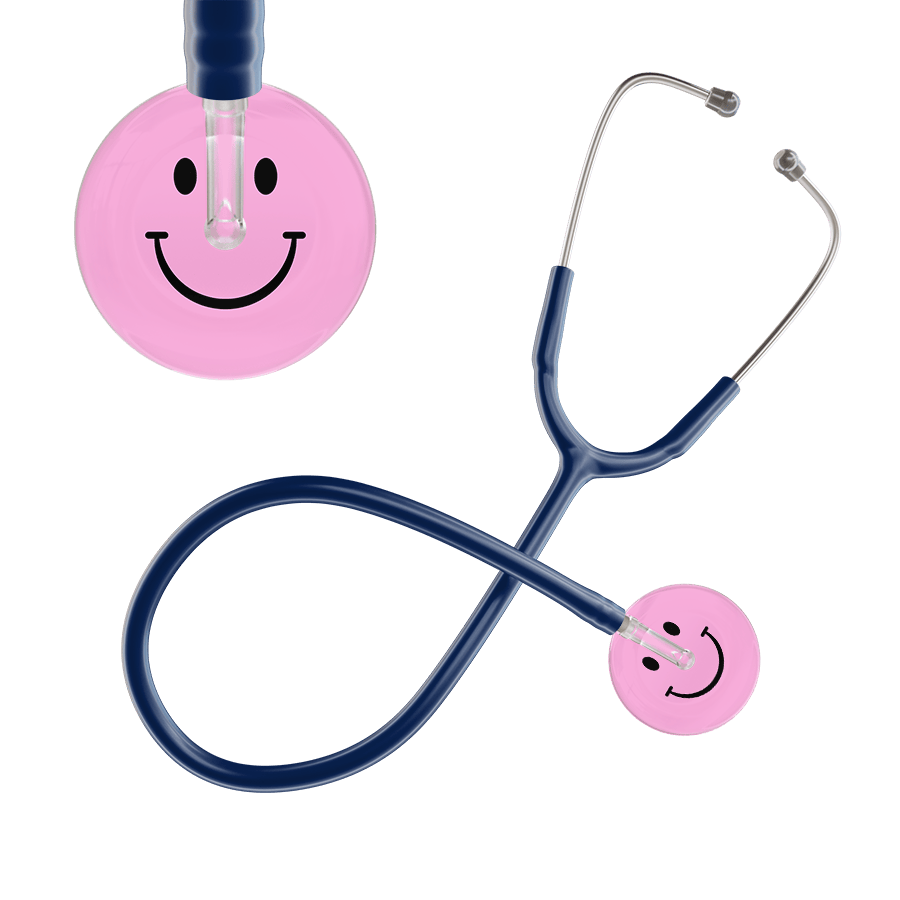 Ultrascope Single Stethoscope Smiley Face Light Pink (LP) / Adult / Navy Smiley Face Stethoscope