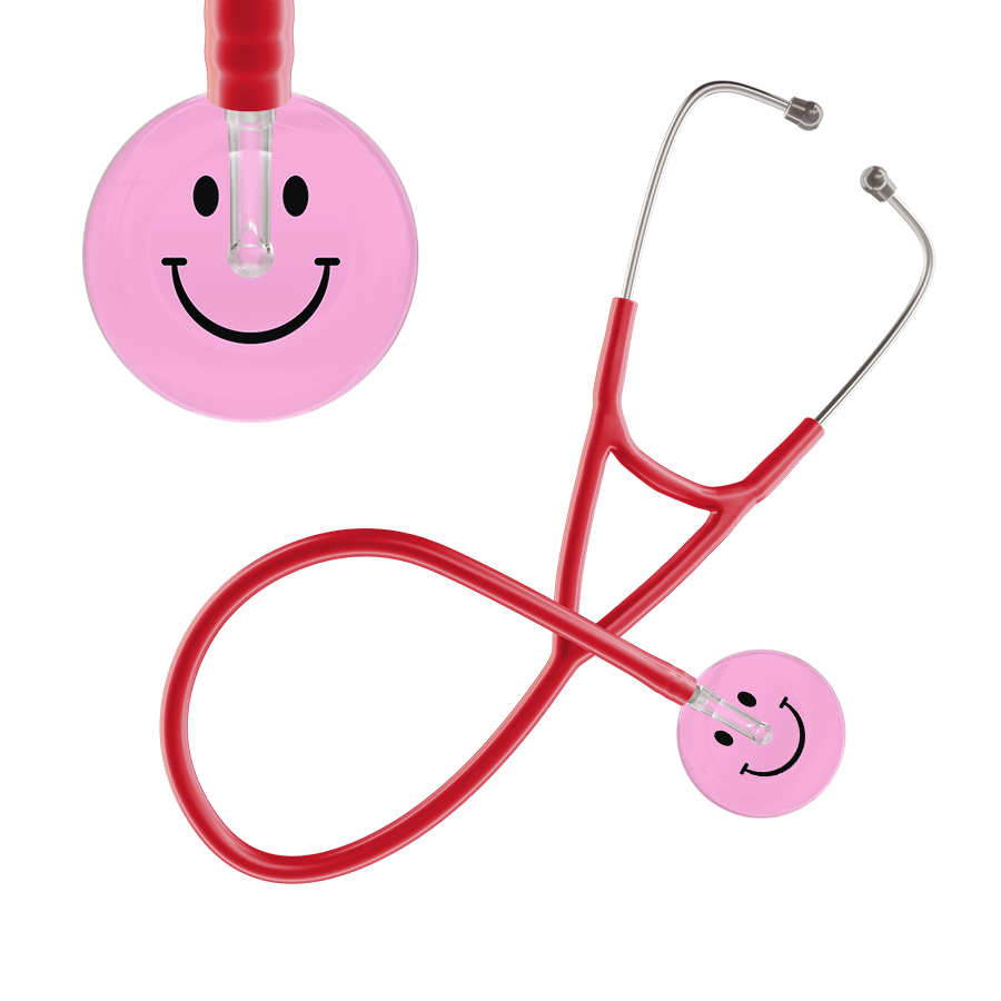 Ultrascope Single Stethoscope Smiley Face Light Pink (LP) / Adult / Red Smiley Face Cardiology Stethoscope