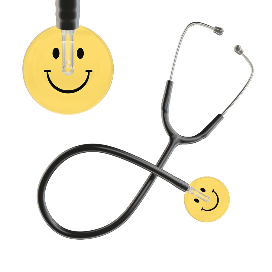Ultrascope Single Stethoscope Smiley Face Yellow (LY) / Adult / Black Smiley Face Stethoscope