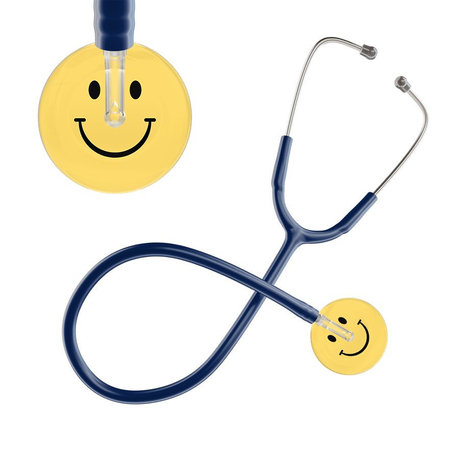 Ultrascope Single Stethoscope Smiley Face Yellow (LY) / Adult / Navy Smiley Face Stethoscope
