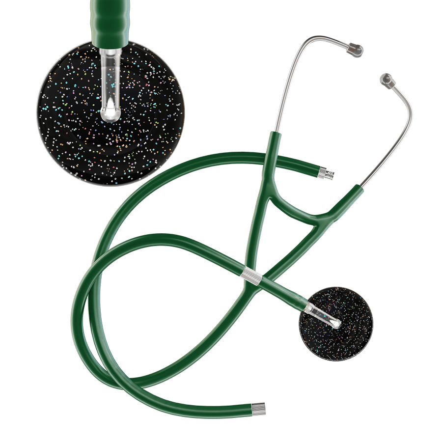 Ultrascope Single Stethoscope Twilight Black (BK) / Adult / Dark Green Extended Tubing Dark Twilight Cardiology Stethoscope