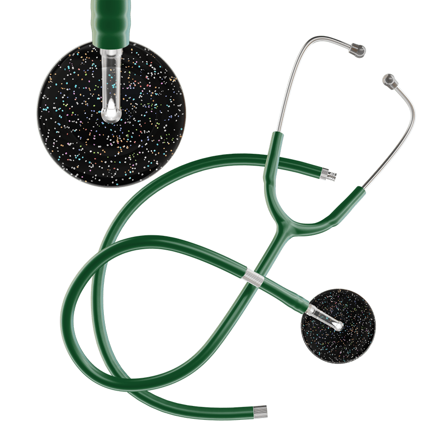 Ultrascope Single Stethoscope Twilight Black (BK) / Adult / Dark Green Extended Tubing Dark Twilight Stethoscope
