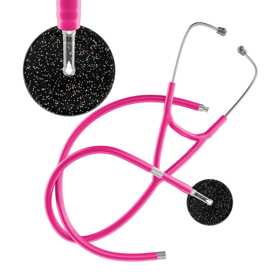 Ultrascope Single Stethoscope Twilight Black (BK) / Adult / Hot Pink Extended Tubing Dark Twilight Cardiology Stethoscope