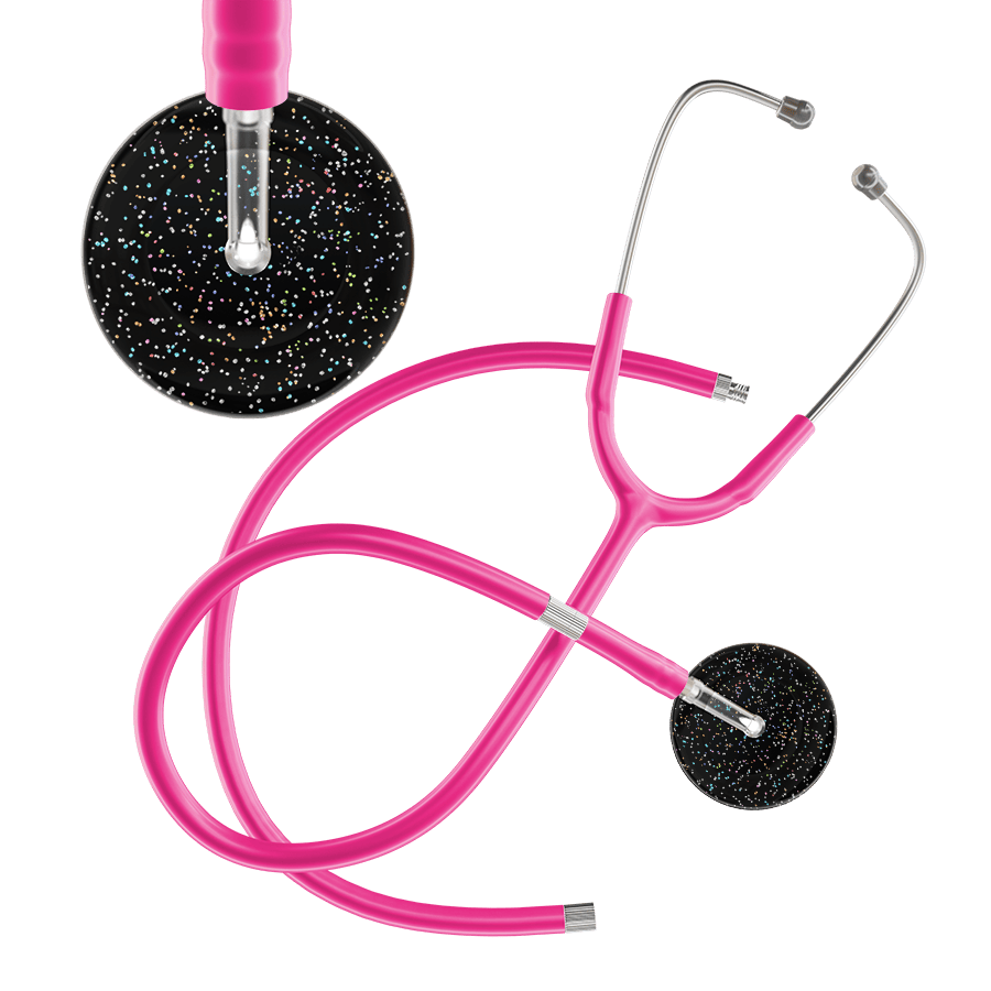 Ultrascope Single Stethoscope Twilight Black (BK) / Adult / Hot Pink Extended Tubing Dark Twilight Stethoscope