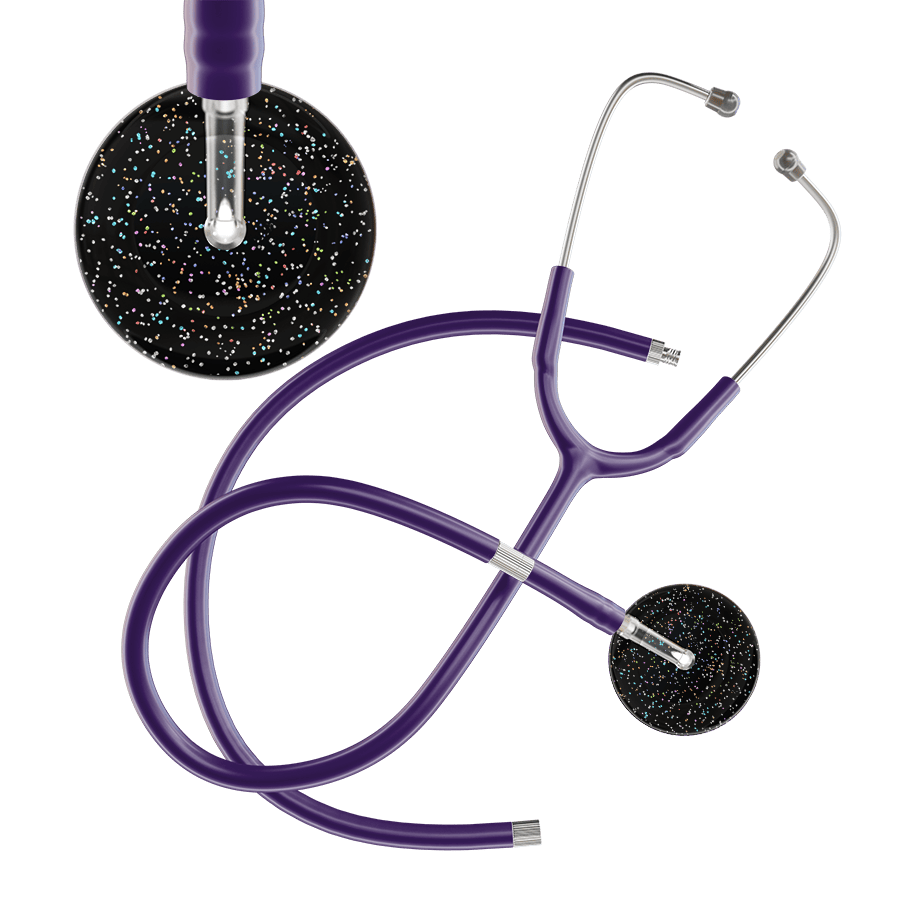 Ultrascope Single Stethoscope Twilight Black (BK) / Adult / Purple Extended Tubing Dark Twilight Stethoscope