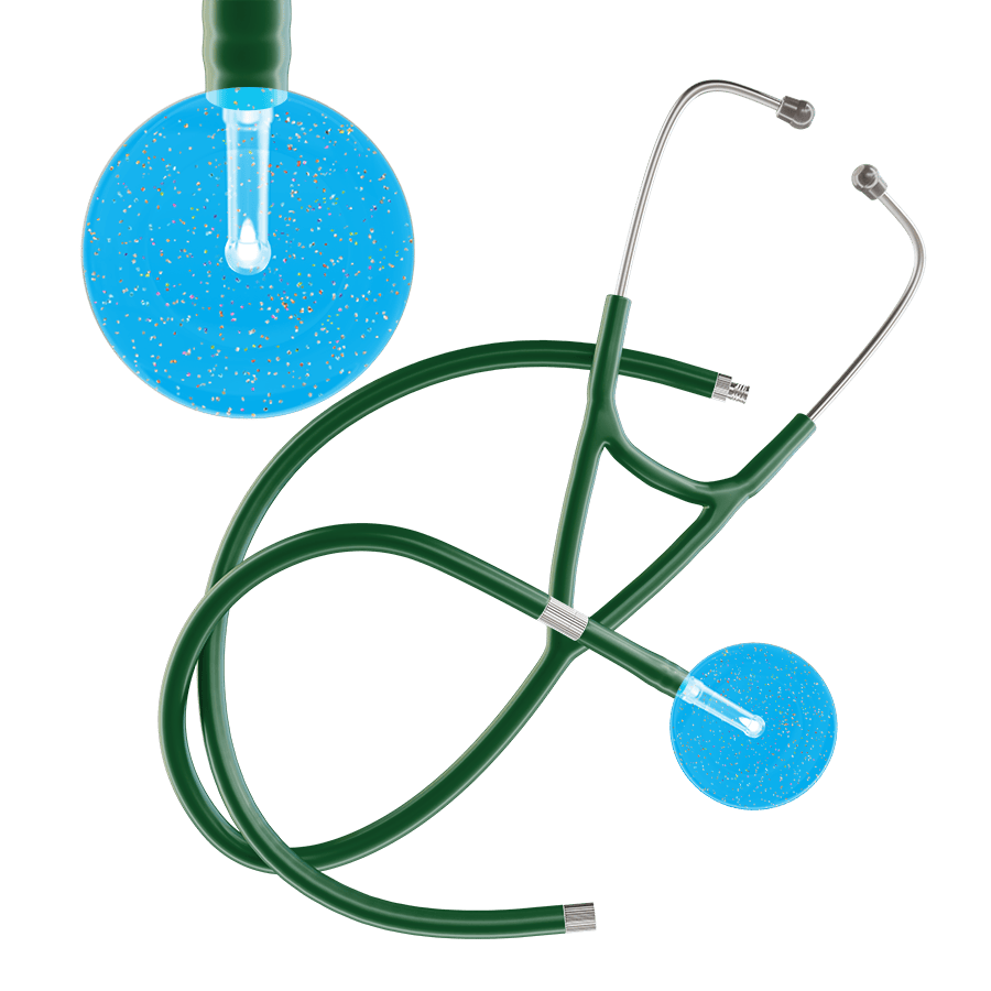 Ultrascope Single Stethoscope Twilight Cyan (CY) / Adult / Dark Green Extended Tubing Light Twilight Cardiology Stethoscope