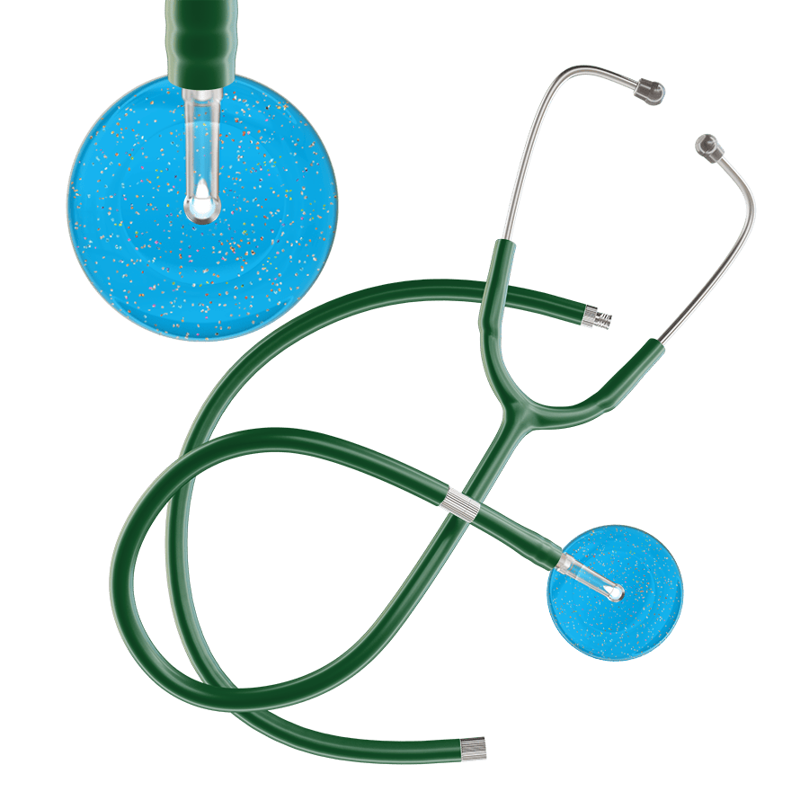 Ultrascope Single Stethoscope Twilight Cyan (CY) / Adult / Dark Green Extended Tubing Light Twilight Stethoscope