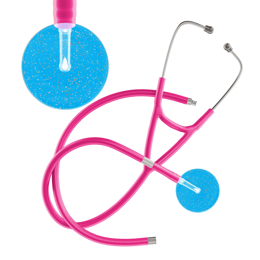 Ultrascope Single Stethoscope Twilight Cyan (CY) / Adult / Hot Pink Extended Tubing Light Twilight Cardiology Stethoscope