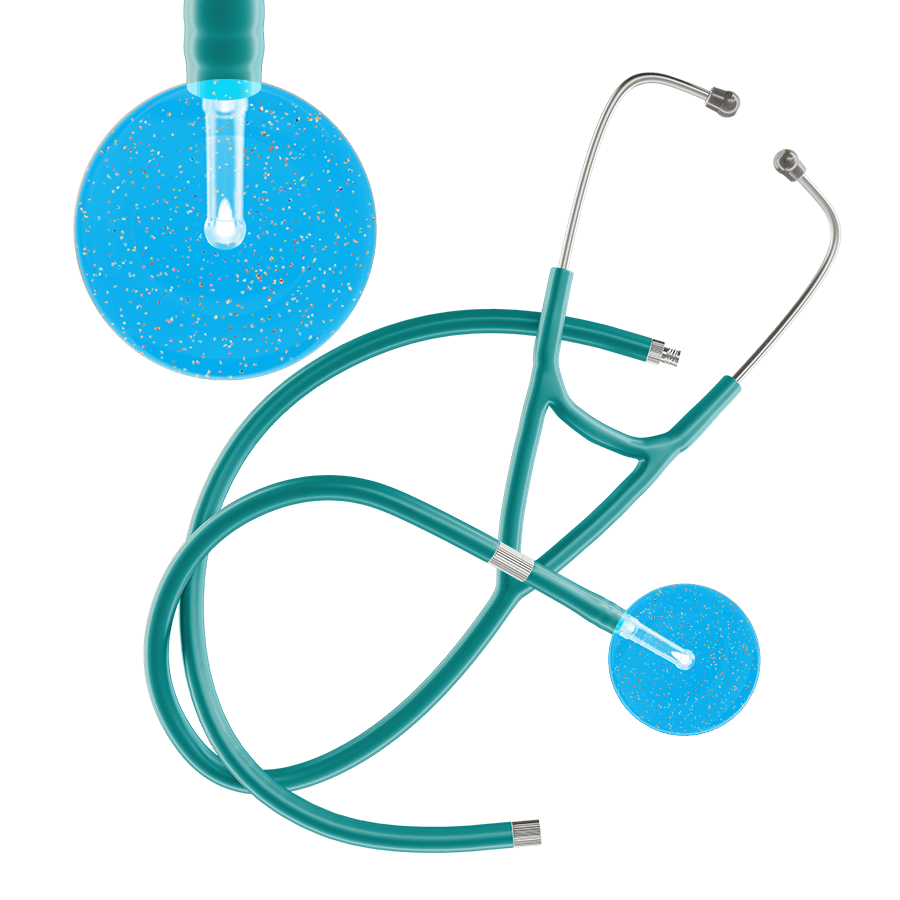 Ultrascope Single Stethoscope Twilight Cyan (CY) / Adult / Jade Extended Tubing Light Twilight Cardiology Stethoscope