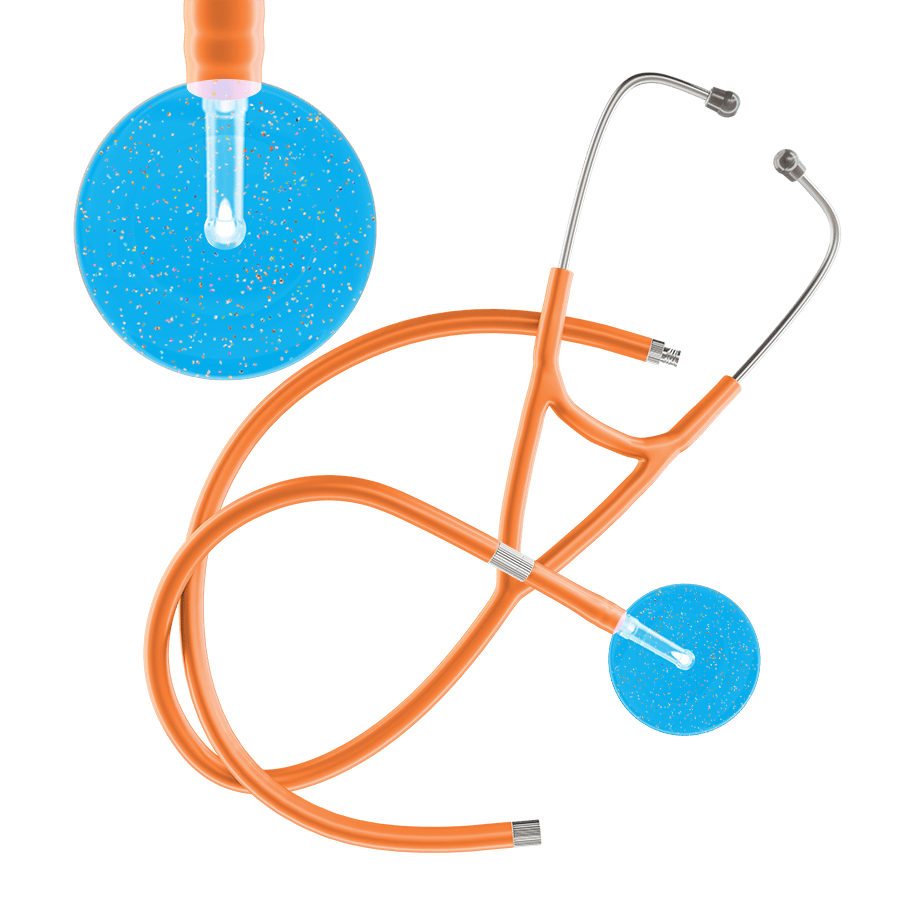 Ultrascope Single Stethoscope Twilight Cyan (CY) / Adult / Orange Extended Tubing Light Twilight Cardiology Stethoscope