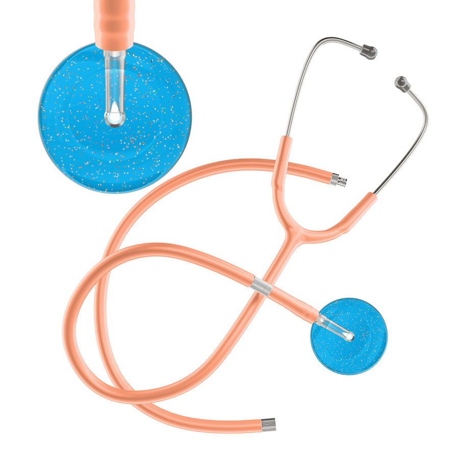Ultrascope Single Stethoscope Twilight Cyan (CY) / Adult / Peach Extended Tubing Light Twilight Stethoscope