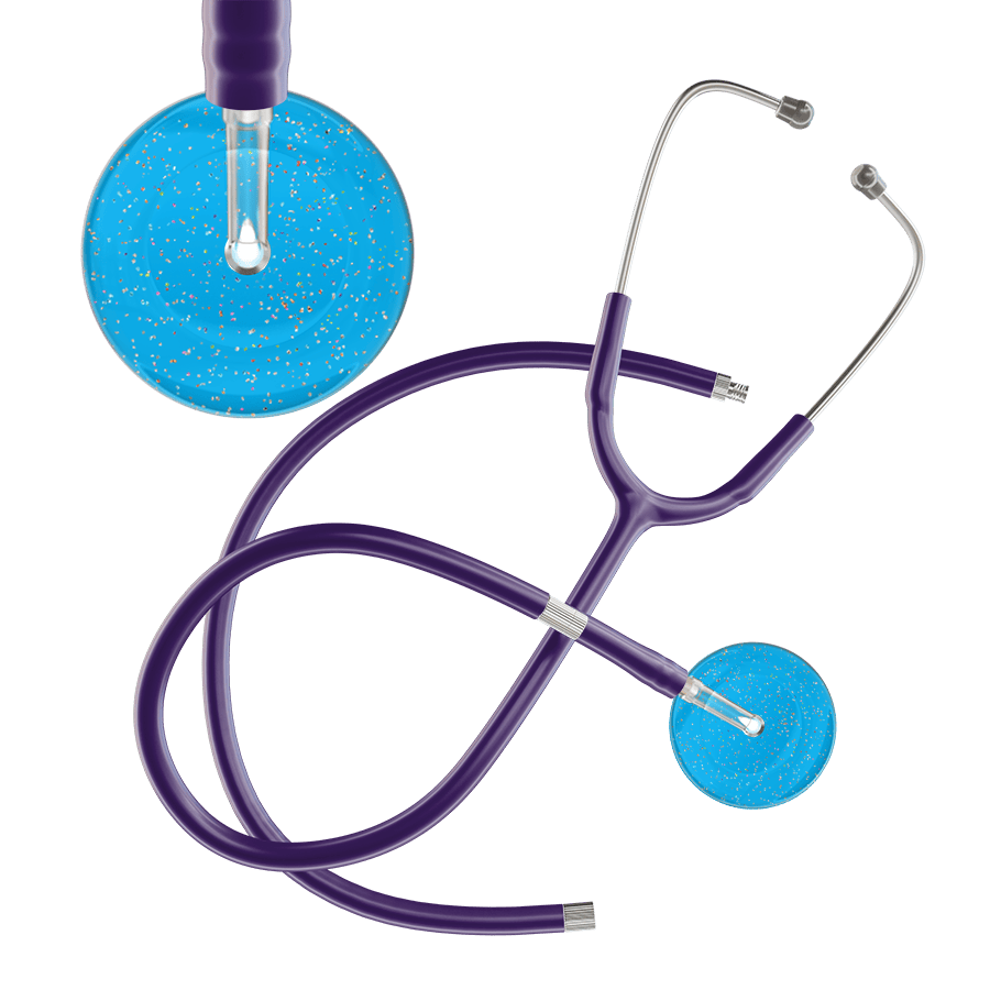 Ultrascope Single Stethoscope Twilight Cyan (CY) / Adult / Purple Extended Tubing Light Twilight Stethoscope