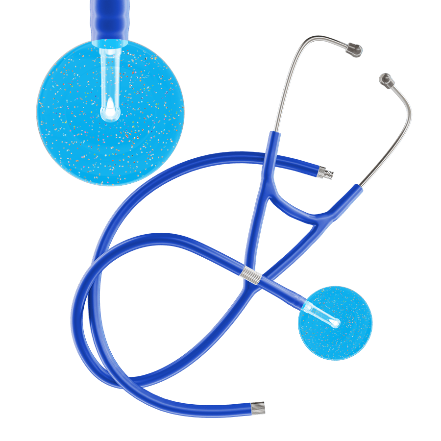 Ultrascope Single Stethoscope Twilight Cyan (CY) / Adult / Royal Blue Extended Tubing Light Twilight Cardiology Stethoscope