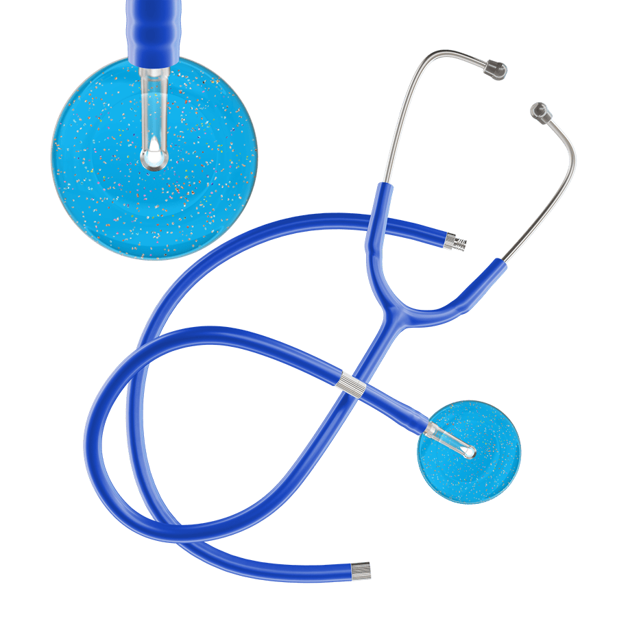 Ultrascope Single Stethoscope Twilight Cyan (CY) / Adult / Royal Blue Extended Tubing Light Twilight Stethoscope