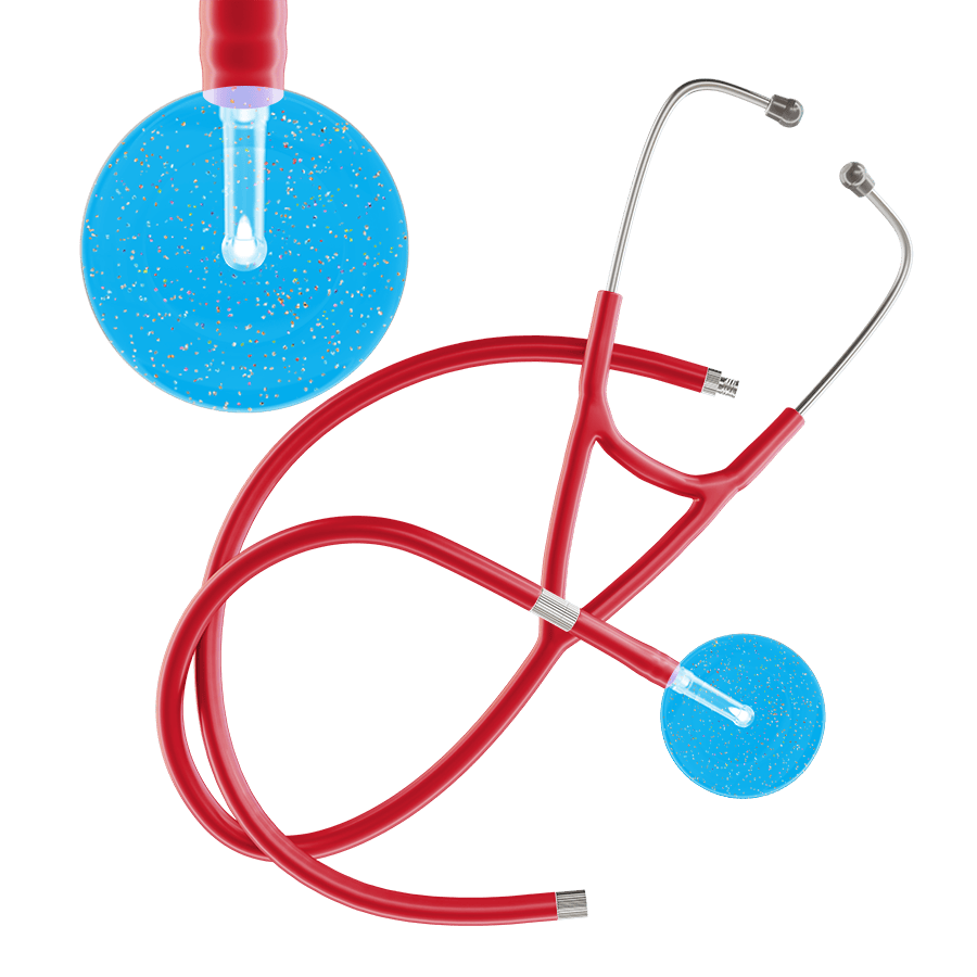 Ultrascope Single Stethoscope Twilight Cyan (CY) / Adult / Red Extended Tubing Light Twilight Cardiology Stethoscope