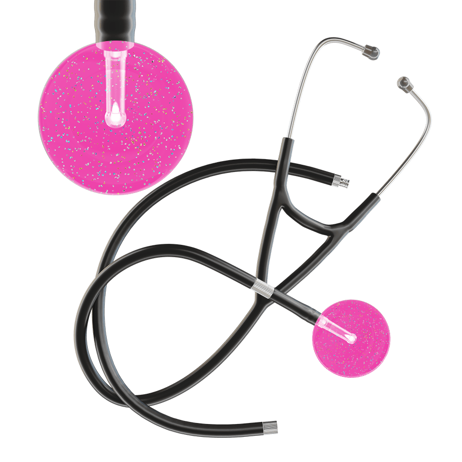 Ultrascope Single Stethoscope Twilight Hot Pink (HP) / Adult / Black Extended Tubing Light Twilight Cardiology Stethoscope