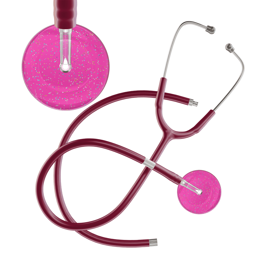 Ultrascope Single Stethoscope Twilight Hot Pink (HP) / Adult / Burgundy Extended Tubing Light Twilight Stethoscope