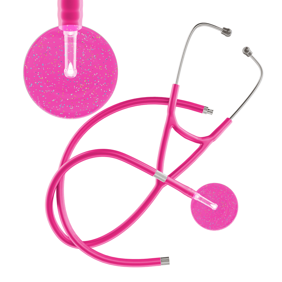 Ultrascope Single Stethoscope Twilight Hot Pink (HP) / Adult / Hot Pink Extended Tubing Light Twilight Cardiology Stethoscope