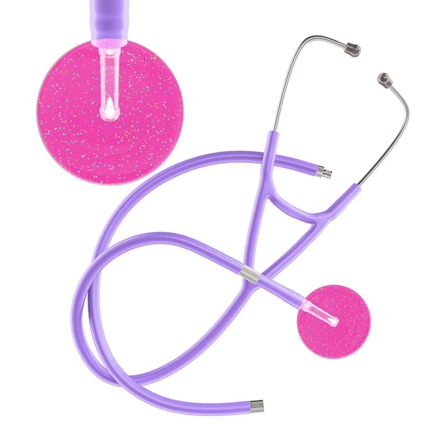 Ultrascope Single Stethoscope Twilight Hot Pink (HP) / Adult / Lavender Extended Tubing Light Twilight Cardiology Stethoscope