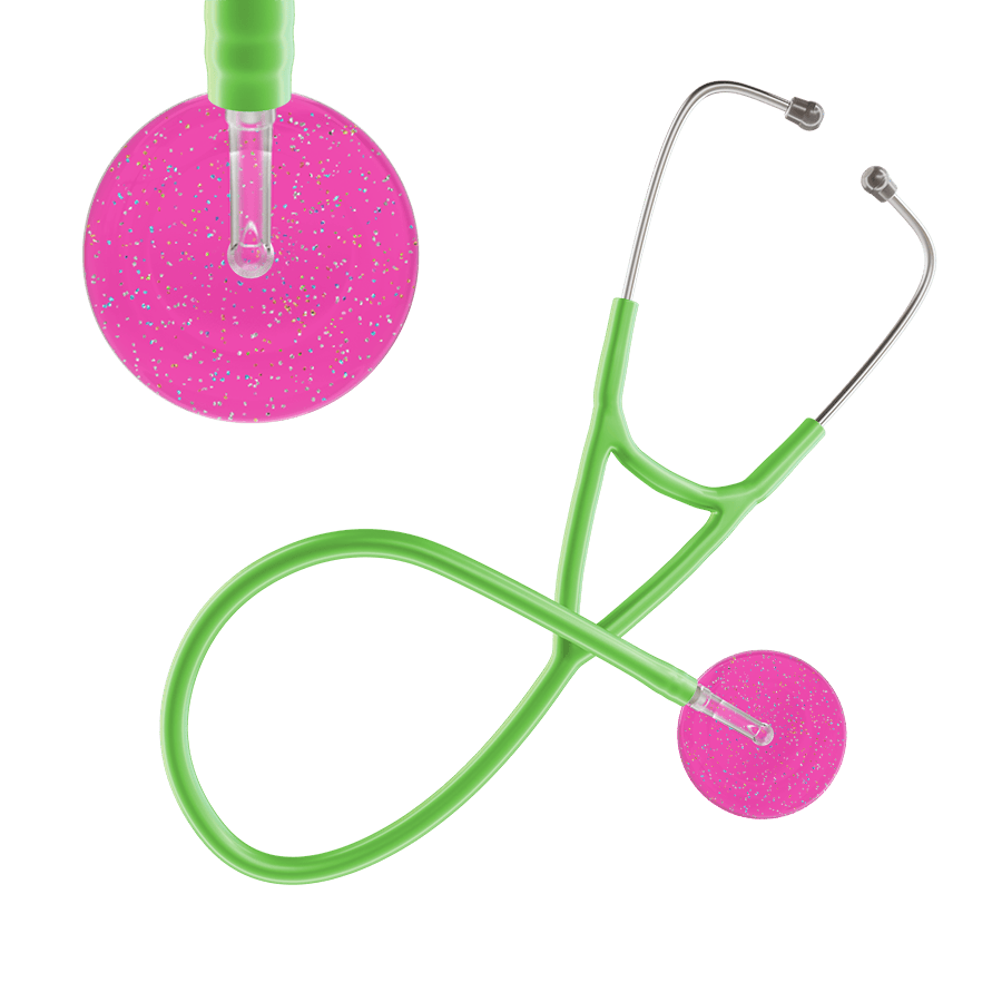 Ultrascope Single Stethoscope Twilight Hot Pink (HP) / Adult / Lime Green Light Twilight Cardiology Stethoscope