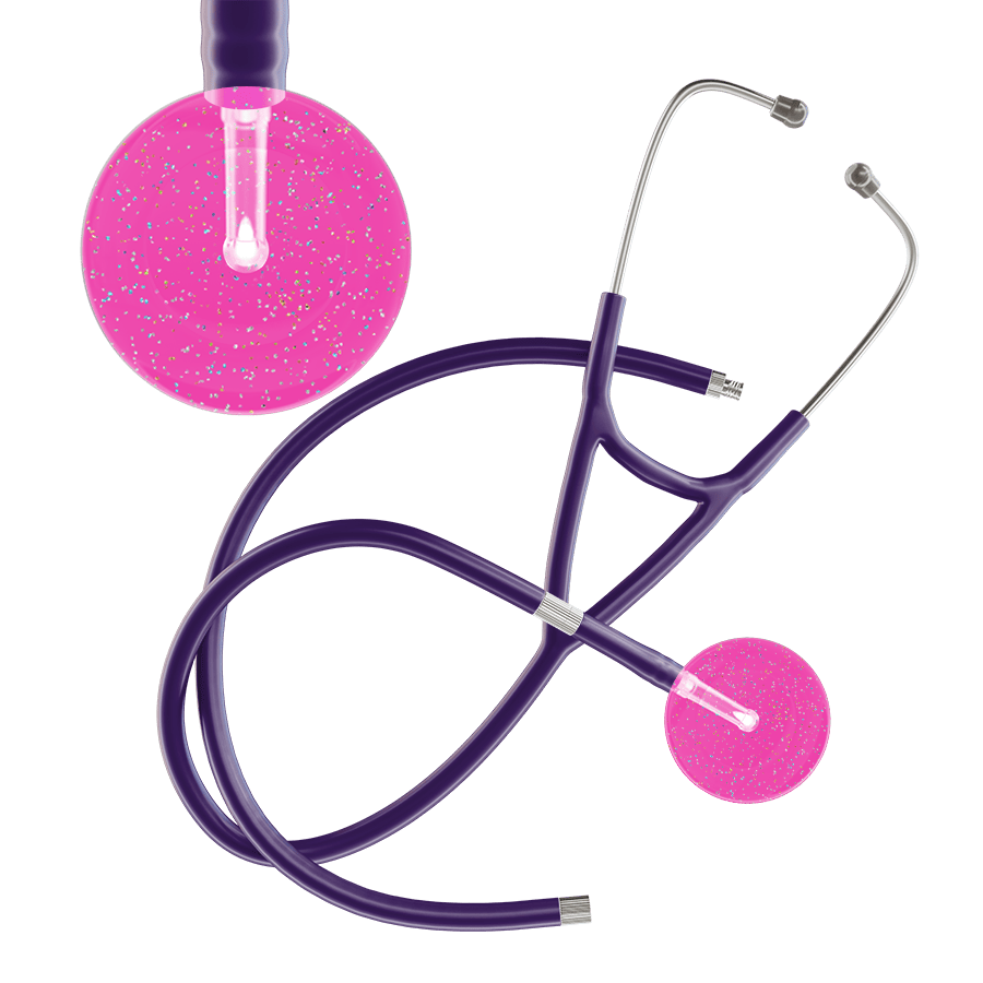 Ultrascope Single Stethoscope Twilight Hot Pink (HP) / Adult / Purple Extended Tubing Light Twilight Cardiology Stethoscope
