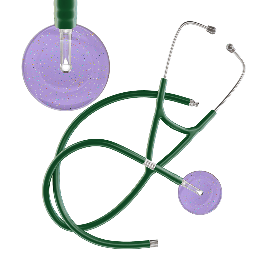 Ultrascope Single Stethoscope Twilight Lavender (LA) / Adult / Dark Green Extended Tubing Light Twilight Cardiology Stethoscope