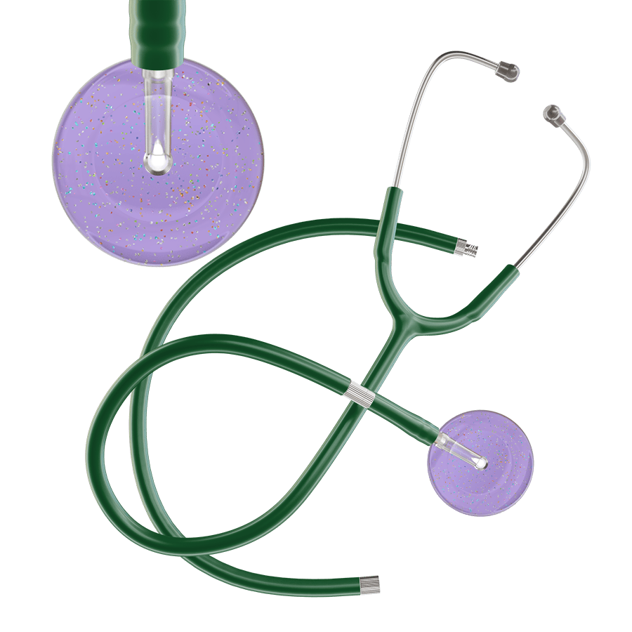 Ultrascope Single Stethoscope Twilight Lavender (LA) / Adult / Dark Green Extended Tubing Light Twilight Stethoscope
