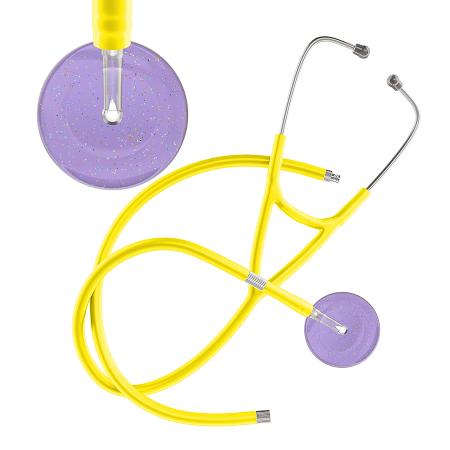 Ultrascope Single Stethoscope Twilight Lavender (LA) / Adult / Yellow Extended Tubing Light Twilight Cardiology Stethoscope