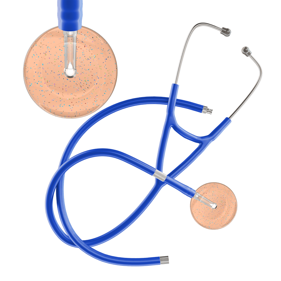 Ultrascope Single Stethoscope Twilight Peach (PE) / Adult / Royal Blue Extended Tubing Light Twilight Cardiology Stethoscope