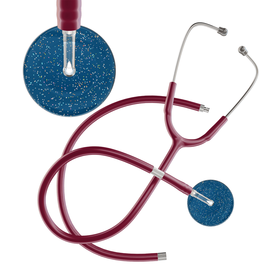 Ultrascope Single Stethoscope Twilight Steel Blue (SB) / Adult / Burgundy Extended Tubing Dark Twilight Stethoscope