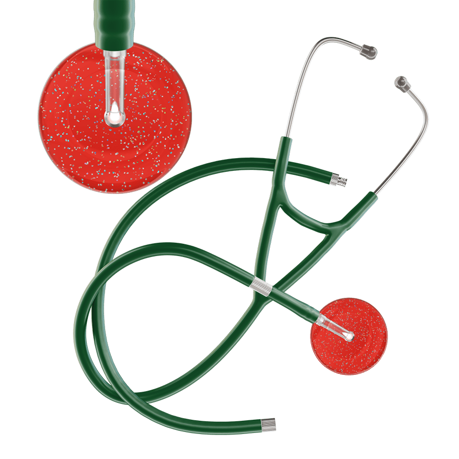 Ultrascope Single Stethoscope Twilight Red (RD) / Adult / Dark Green Extended Tubing Dark Twilight Cardiology Stethoscope