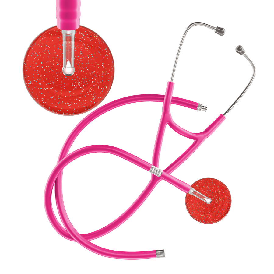 Ultrascope Single Stethoscope Twilight Red (RD) / Adult / Hot Pink Extended Tubing Dark Twilight Cardiology Stethoscope