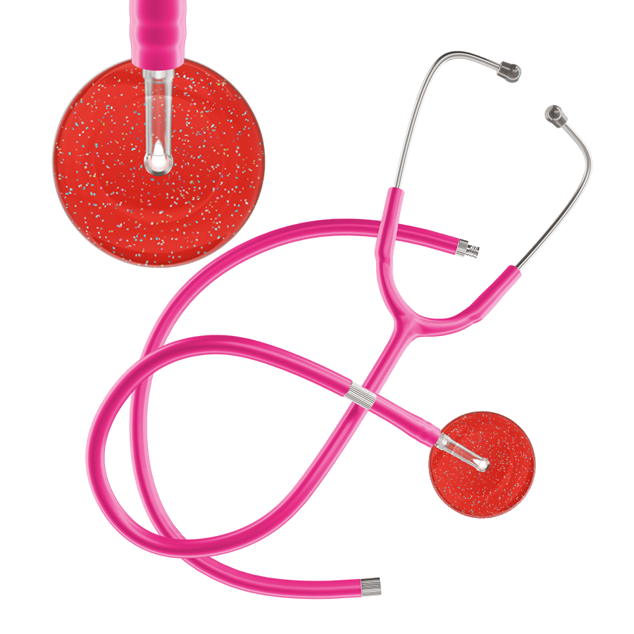 Ultrascope Single Stethoscope Twilight Red (RD) / Adult / Hot Pink Extended Tubing Dark Twilight Stethoscope