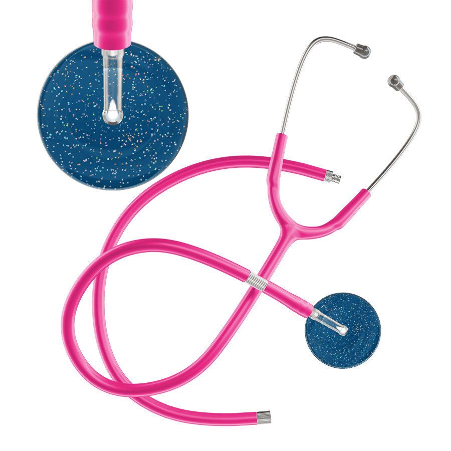 Ultrascope Single Stethoscope Twilight Steel Blue (SB) / Adult / Hot Pink Extended Tubing Dark Twilight Stethoscope