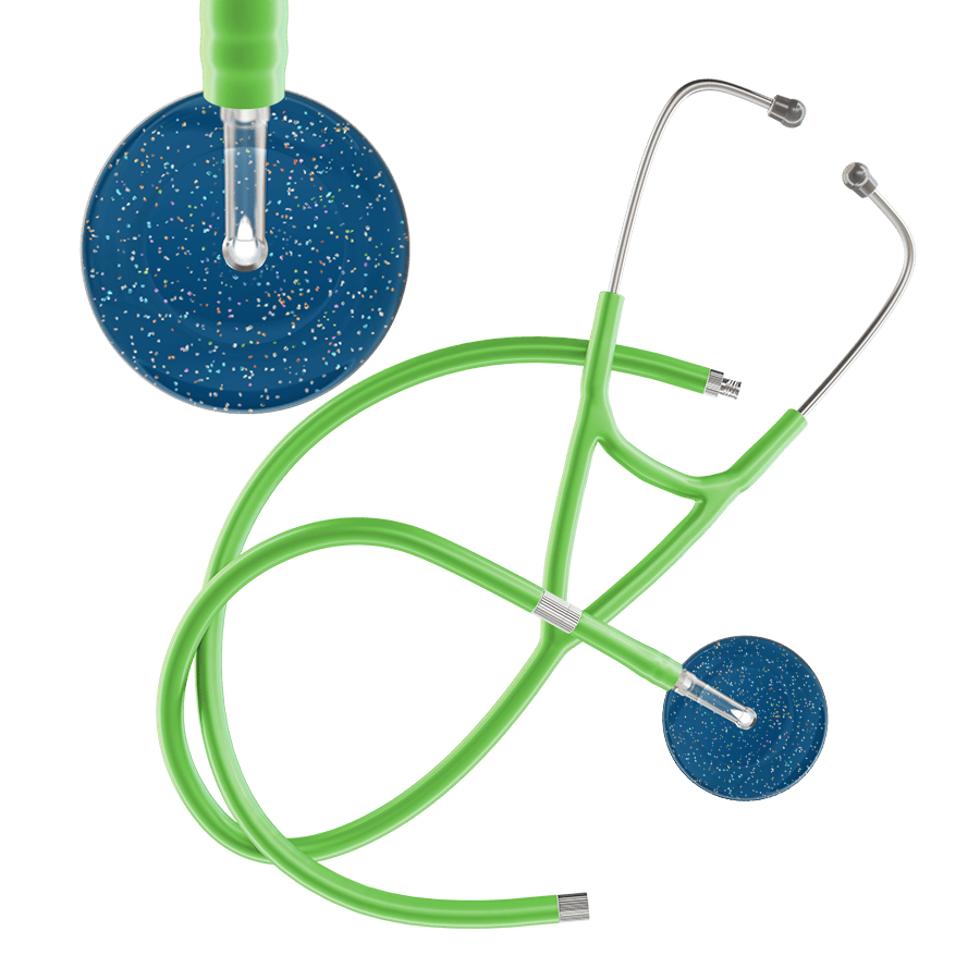 Ultrascope Single Stethoscope Twilight Steel Blue (SB) / Adult / Lime Green Extended Tubing Dark Twilight Cardiology Stethoscope