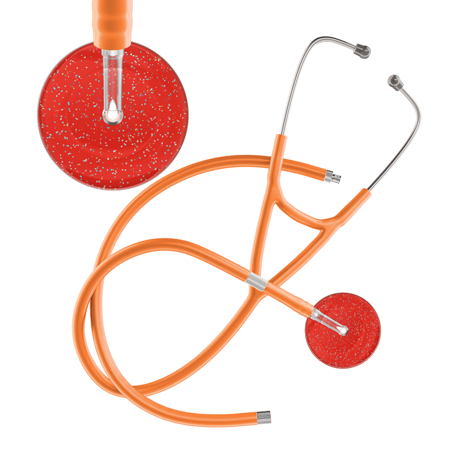 Ultrascope Single Stethoscope Twilight Red (RD) / Adult / Orange Extended Tubing Dark Twilight Cardiology Stethoscope