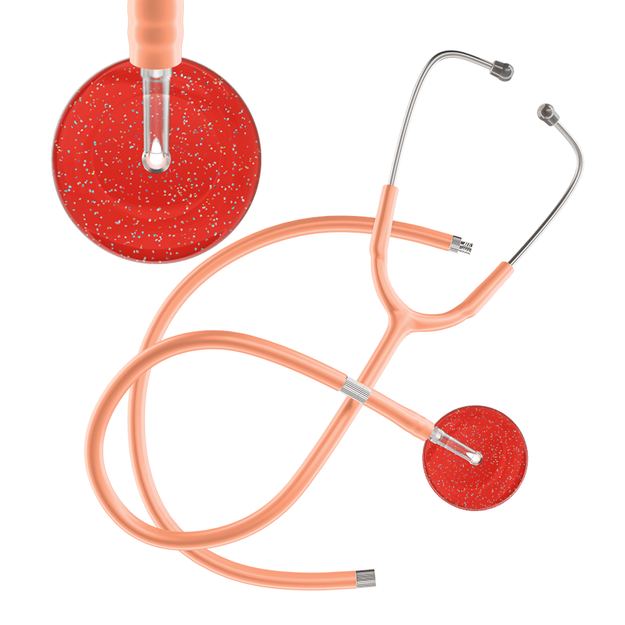 Ultrascope Single Stethoscope Twilight Red (RD) / Adult / Peach Extended Tubing Dark Twilight Stethoscope