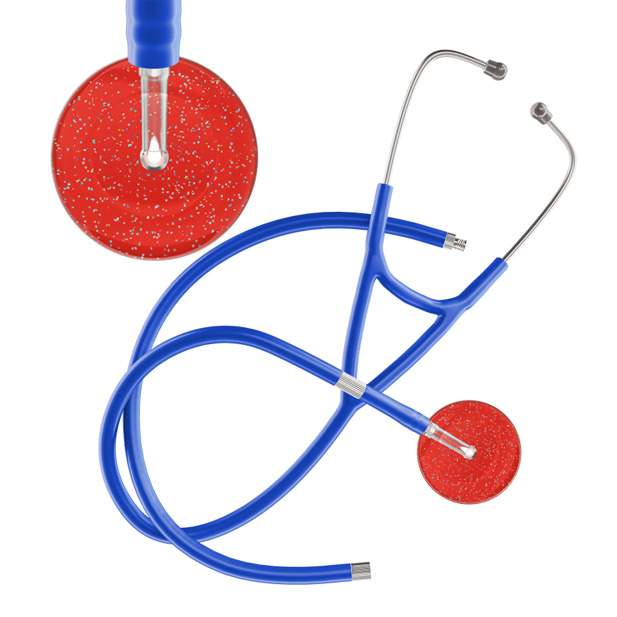 Ultrascope Single Stethoscope Twilight Red (RD) / Adult / Royal Blue Extended Tubing Dark Twilight Cardiology Stethoscope