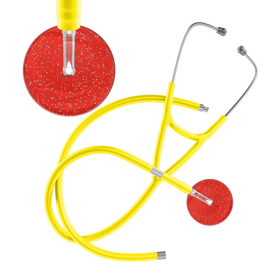 Ultrascope Single Stethoscope Twilight Red (RD) / Adult / Yellow Extended Tubing Dark Twilight Cardiology Stethoscope
