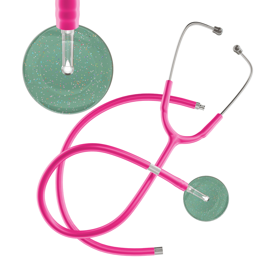 Ultrascope Single Stethoscope Twilight Sage (SG) / Adult / Hot Pink Extended Tubing Light Twilight Stethoscope