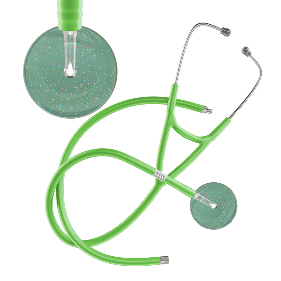 Ultrascope Single Stethoscope Twilight Sage (SG) / Adult / Lime Green Extended Tubing Light Twilight Cardiology Stethoscope